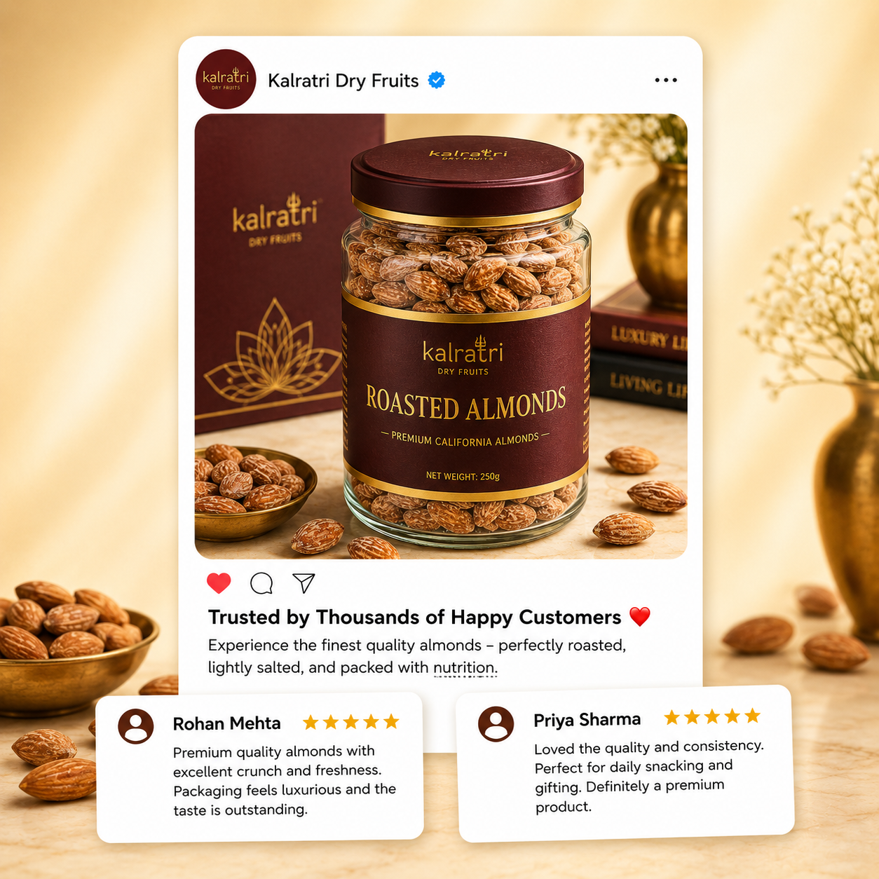 Roasted Salted Almonds (Pack of 2 x 200g Each ) – 400g Thumbnail