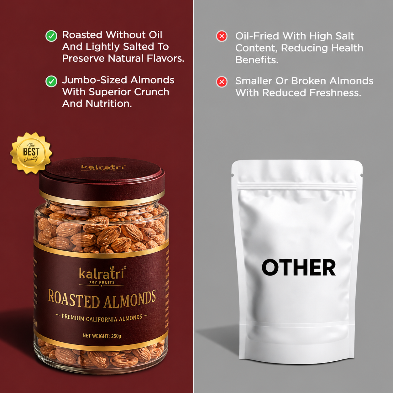 Roasted Salted Almonds (Pack of 2 x 200g Each ) – 400g Thumbnail