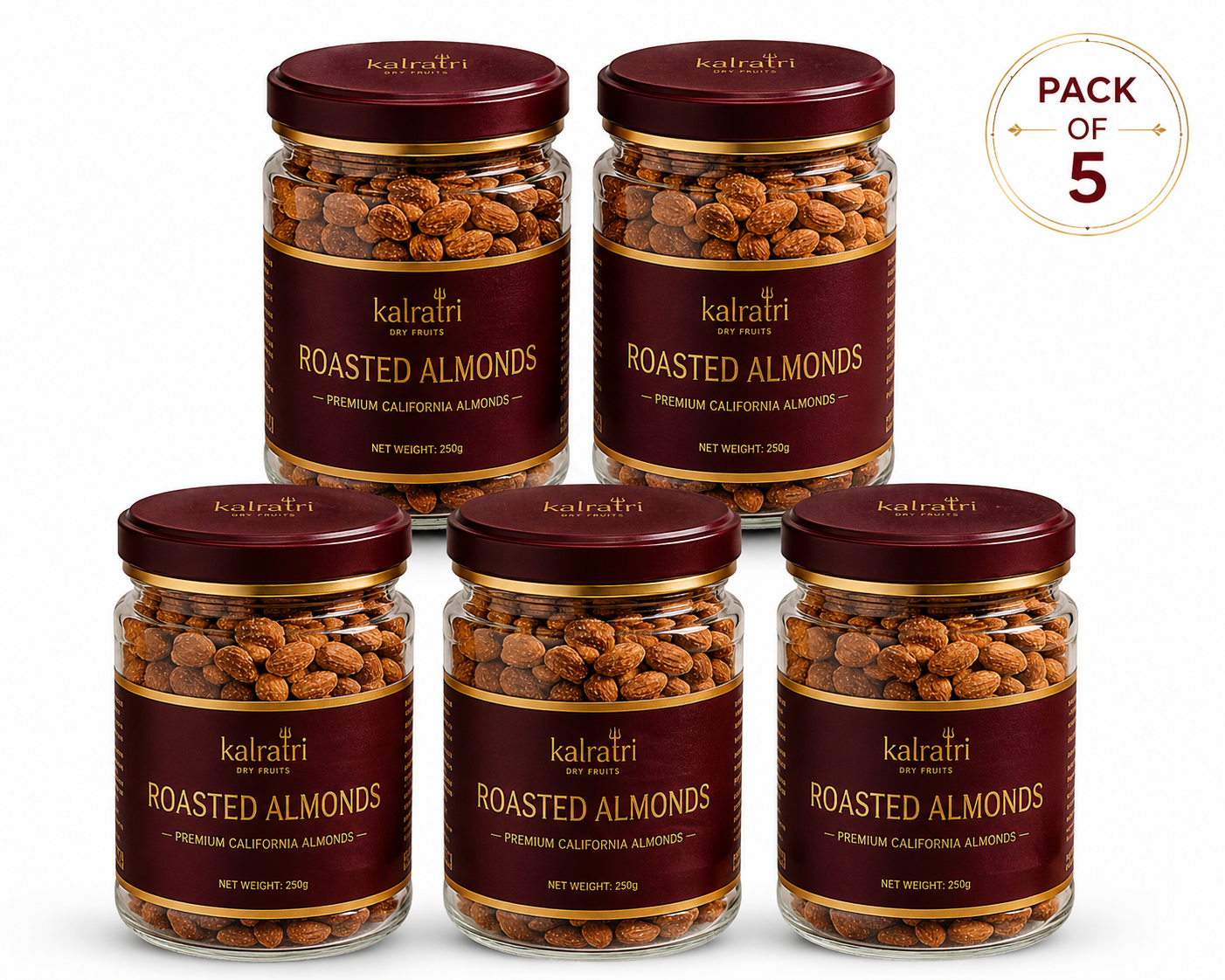 Roasted Salted Almonds (Pack of 5 x 200g Each ) – 1kg