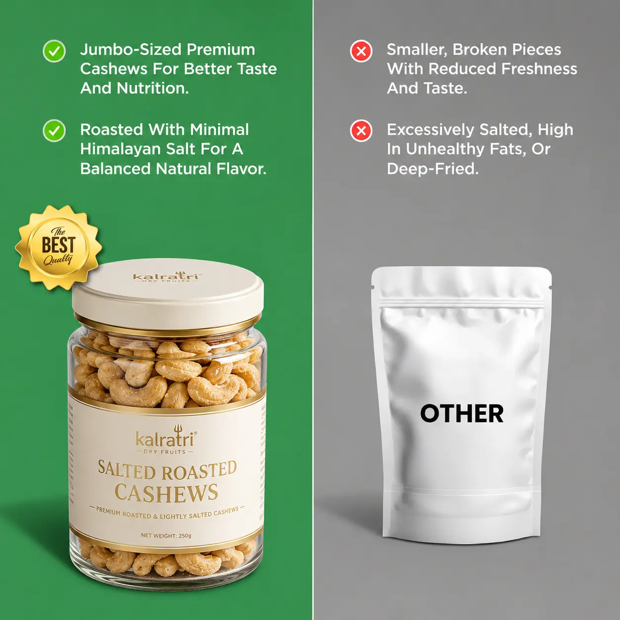 Salted Roasted Cashews, lightly salted Premium Jumbo size – 200g Thumbnail