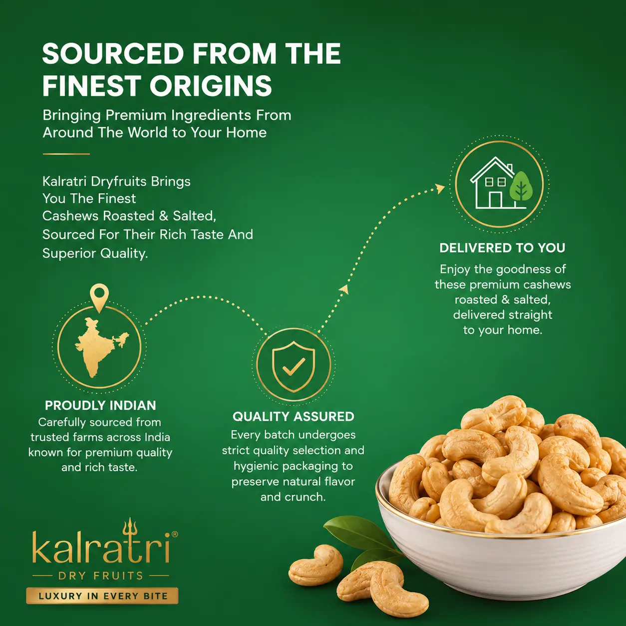 Salted Roasted Cashews, lightly salted Premium Jumbo size – 200g Thumbnail