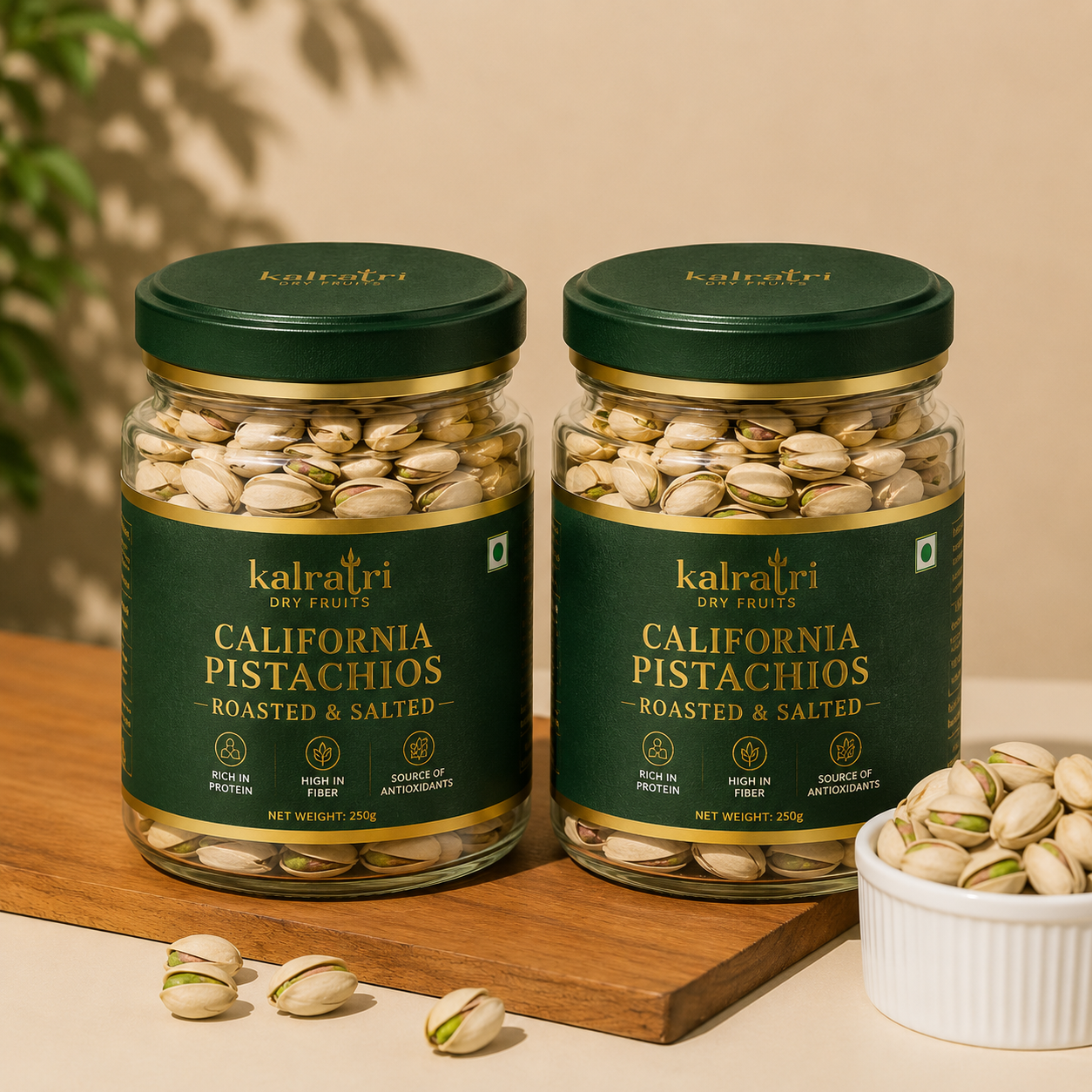 California Pistachios Roasted & Lightly salted (Pack of 2 x 200g Each) – 400g