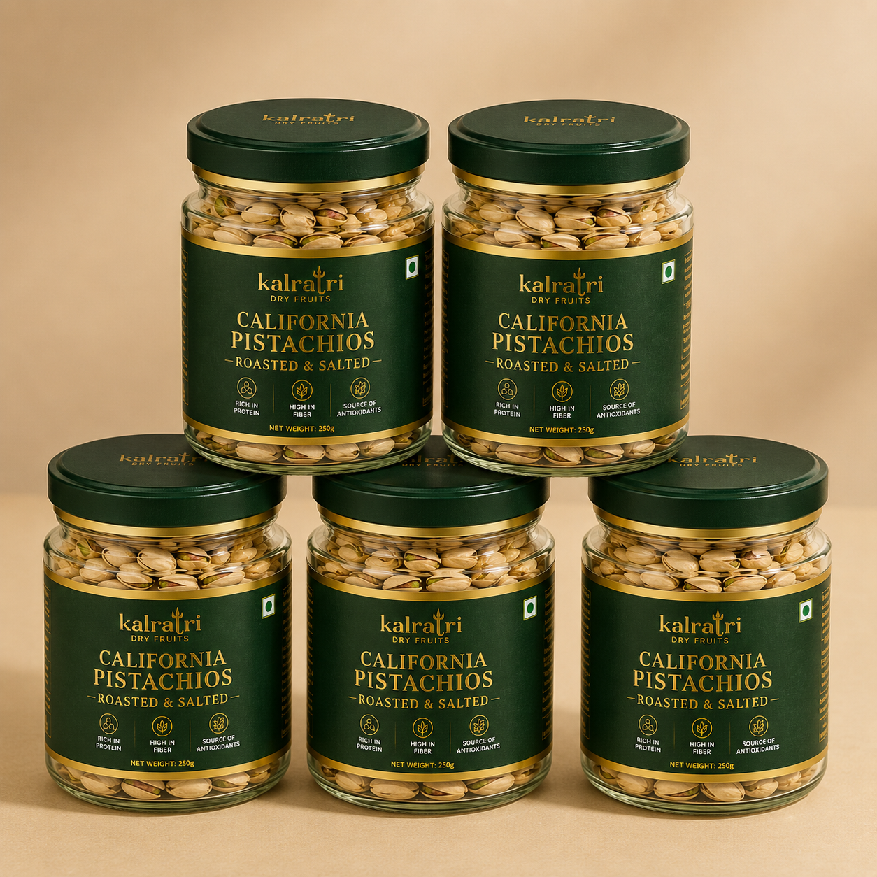 California Pistachios Roasted & Lightly salted (Pack of 5 x 200g Each) -1 Kg