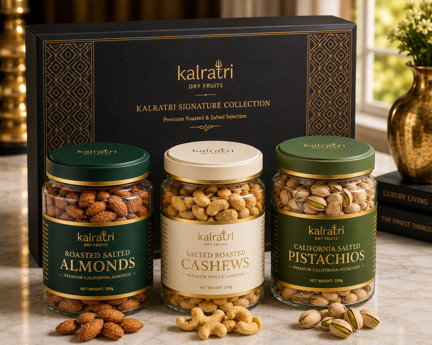 Roasted Salted Almonds, Cashews and Pistachios Combo Pack – 600g