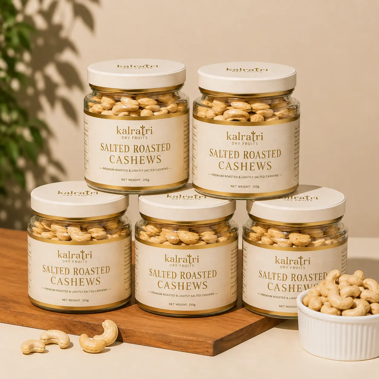 ChatGPT Image Jun 21, 2026, 06_43_20 PM Salted Roasted Cashews, lightly salted Premium Jumbo Size ( Pack of 5 x 200g )- 1kg - Image 1