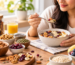 Healthy breakfast bowl with dry fruits, nuts, seeds and oats